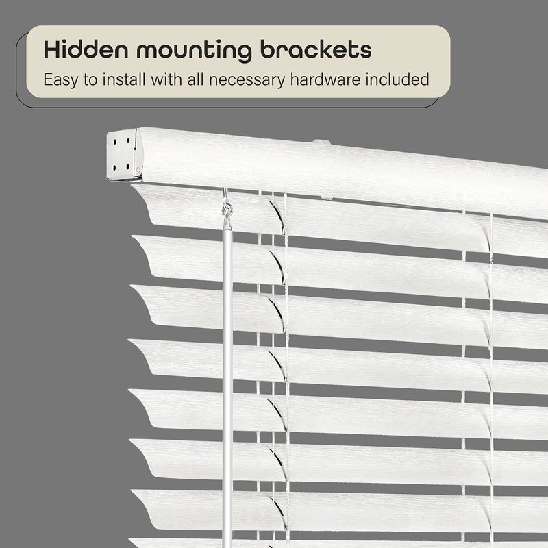 Achim Cordless Room Darkening Venetian Blind - 29 Inch Width, 64 Inch Length, 2" Vinyl Slat Size - White - GII Luna Light Filtering Horizontal Mini Windows Blinds for Interior by Achim Home Decor - Image 3